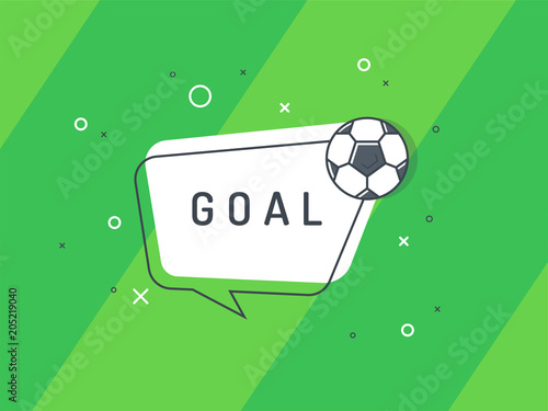 Quick Tips badge with football / soccer ball and speech bubble. Trendy flat vector on green background. Vector Illustration. 