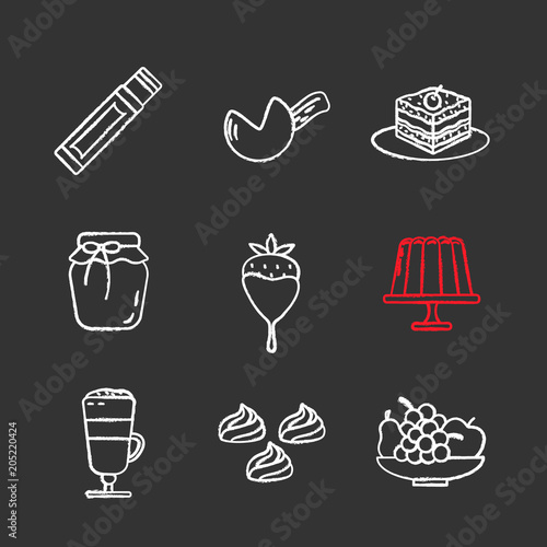 Confectionery chalk icons set