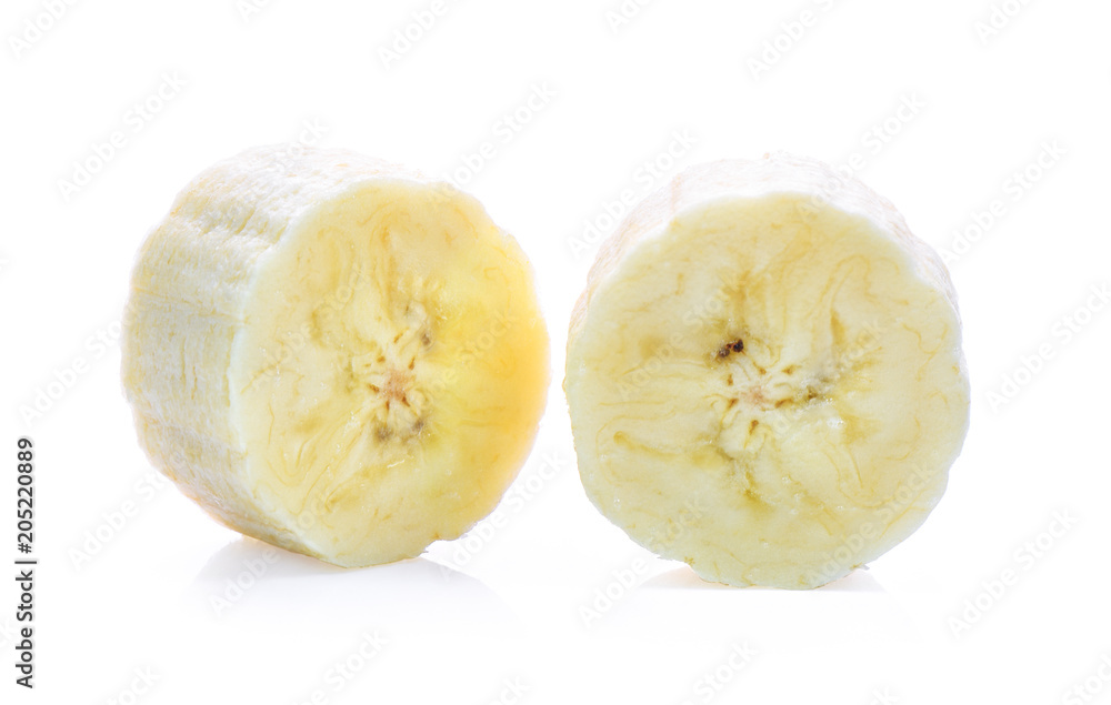 Banana slices isolated on a white background Banana slices isolated on a white background