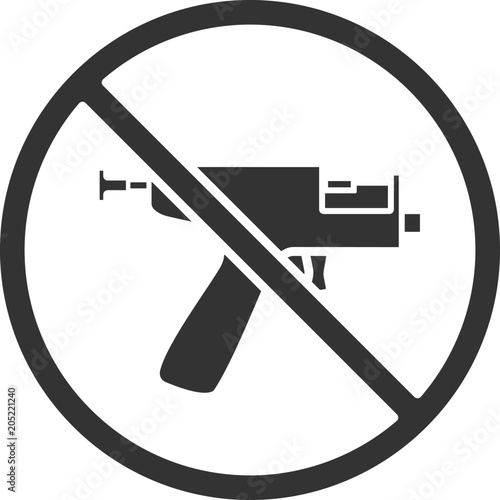 Forbidden sign with piercing gun glyph icon