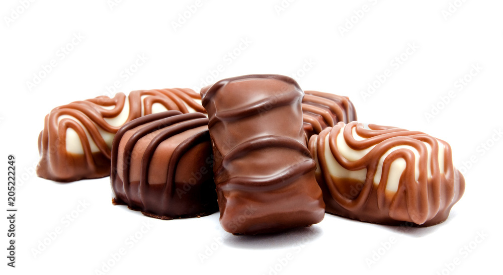 Assortment of chocolate candies sweets isolated