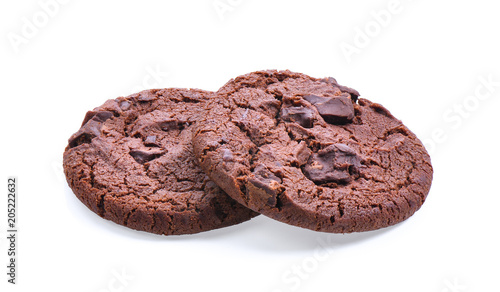 dark chocolate soft cookies isolated on white background