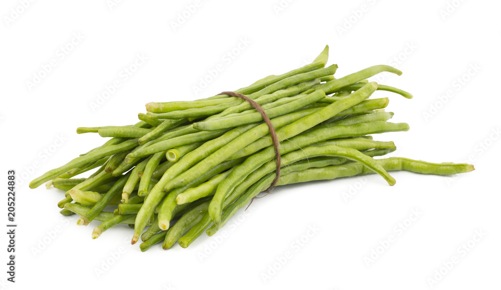 Fototapeta premium Heap of Green Beans Also Called Snap Beans or String Beans isolated on White Background