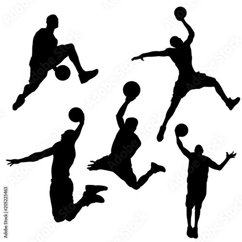Silhouette of basketball player in different on white background © yESvideo.com.ua