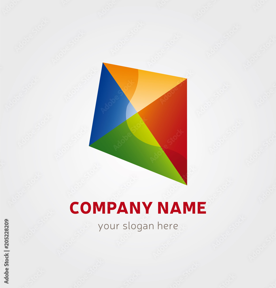 Logo Trapèze Cerf-Volant Icone Marque - 4 Couleurs Multicolore Logo Trapèze Cerf-Volant Icone Marque - 4 Couleurs Multicolore