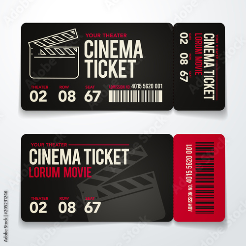 vector illustration two cinema tickets design template set