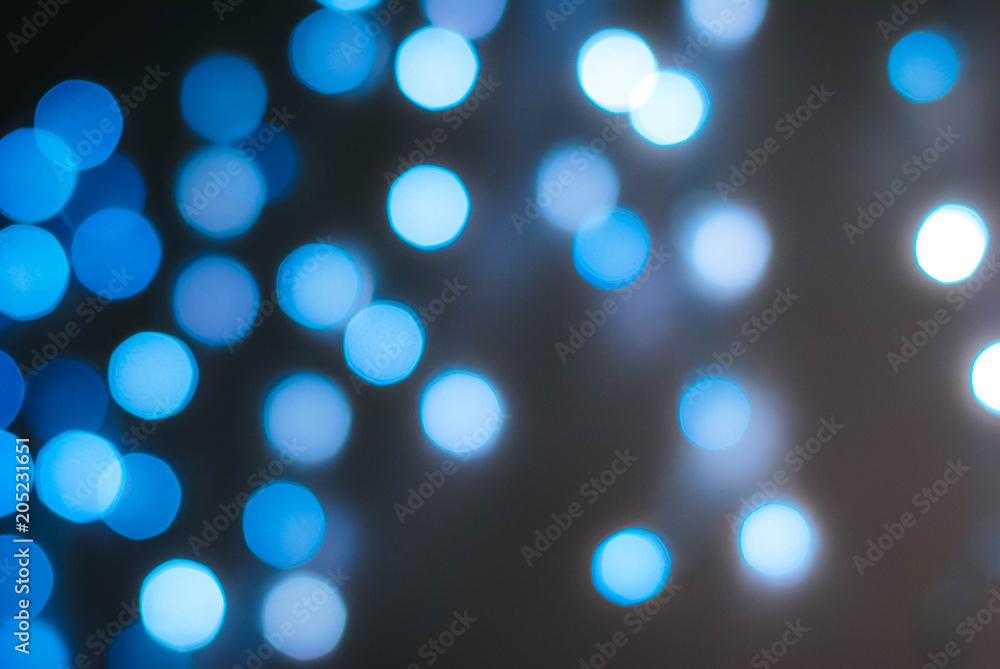 Bright bokeh of blue lights