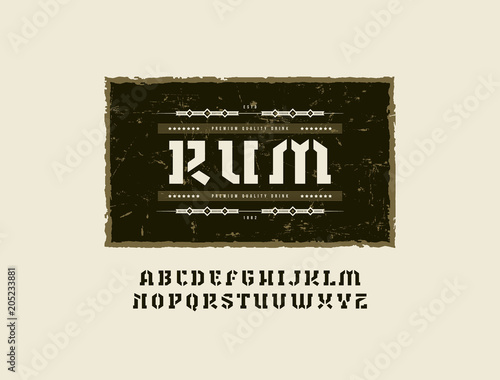 Stencil-plate serif font in military style