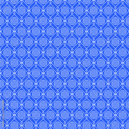 Blue Pattern with Set of Various Geometric Figures
