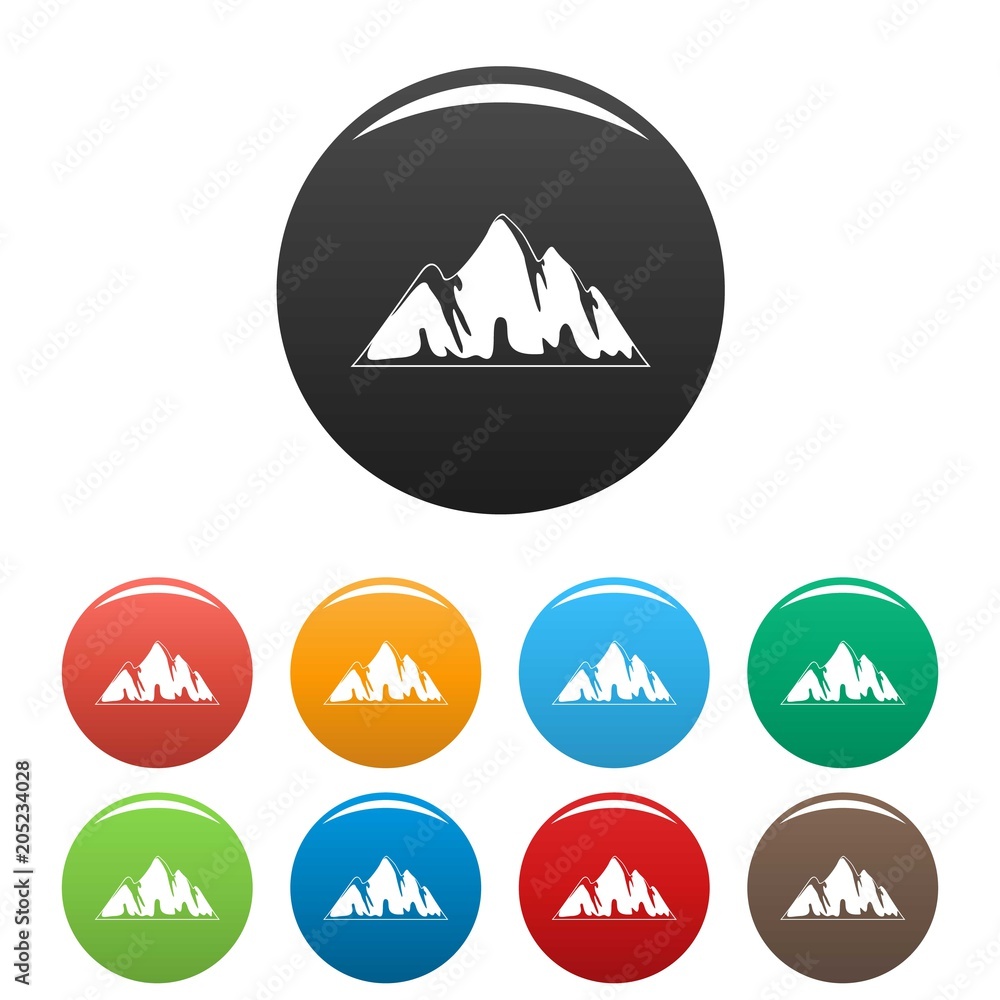 Alp icon. Simple illustration of alp vector icons set color isolated on white Alp icon. Simple illustration of alp vector icons set color isolated on white