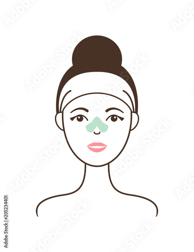 Girl with Patch Against Black Spots on Her Nose