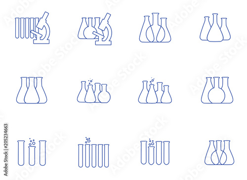 Set of vector illustration of chemical lab icons.