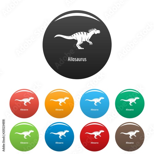 Allosaurus icon. Simple illustration of allosaurus vector icons set color isolated on white