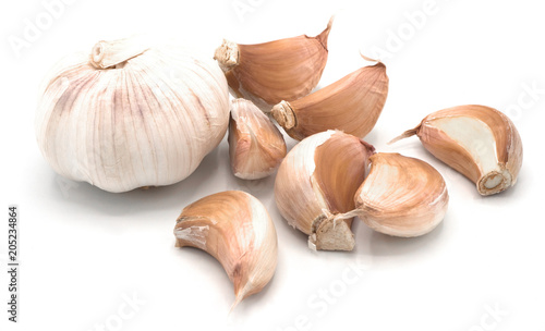 fresh organic garlic isolated on white background
