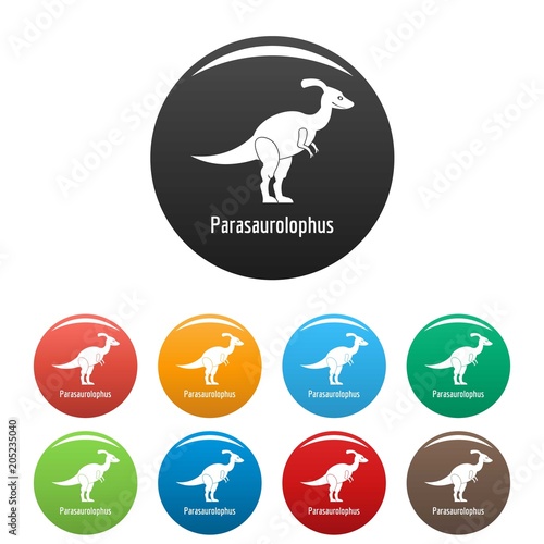 Parasaurolophus icon. Simple illustration of parasaurolophus vector icons set color isolated on white