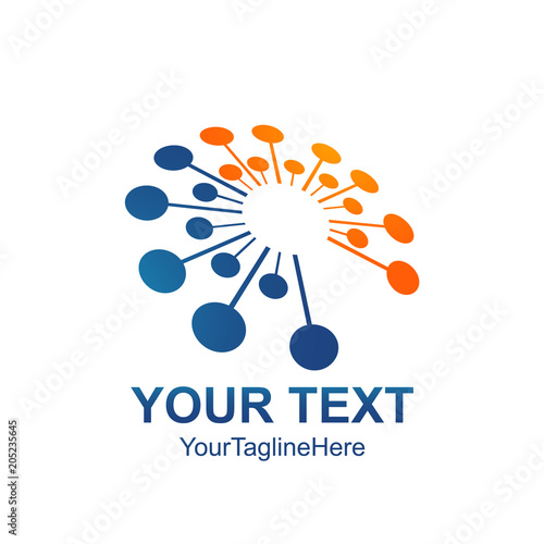 Abstract vector circle logotype. Orange unusual isolated chemistry logo. Virus icon. Orange sunny sun.