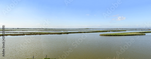 Fényképezés lagoon landscape from above, Comacchio, Italy