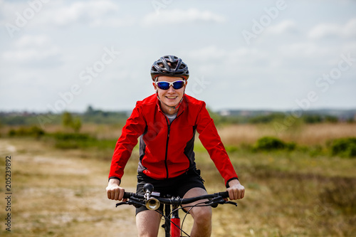 Young man biking