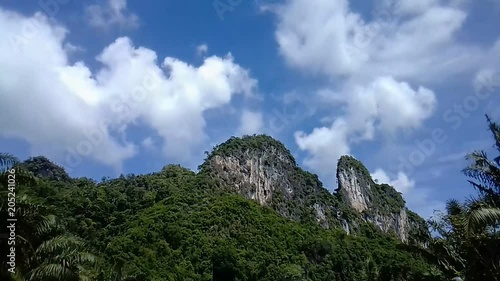 The sky and clouds move on top of the dam. Time lapse