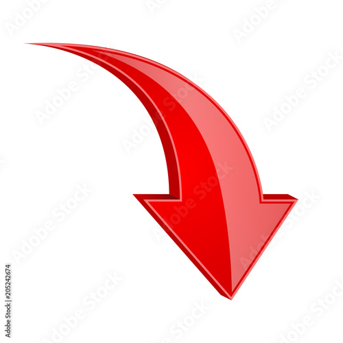 Free Download Red down arrow. 3d shiny sign - GFXLoad