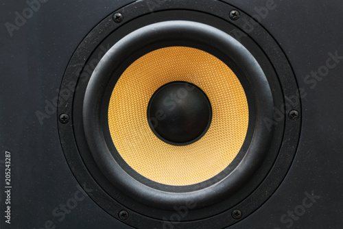 Speaker loudspeaker with yellow diffuser photo