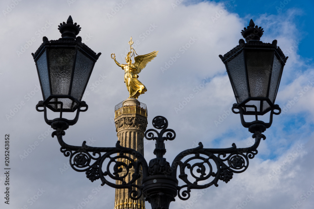 View of the Victory Column, a major tourist attraction in Berlin, Germany