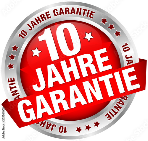 Button Banner "10 Jahre Garantie" rot/silber