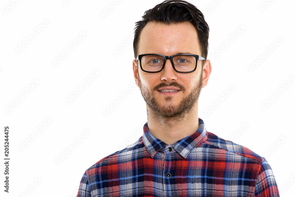 Young handsome bearded man construction worker Young handsome bearded man construction worker