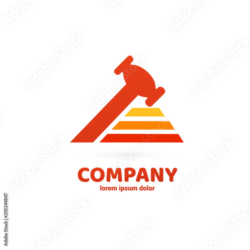 Illustration of business logotype bidding and auction.