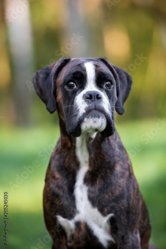 german boxer dog portrait in summer