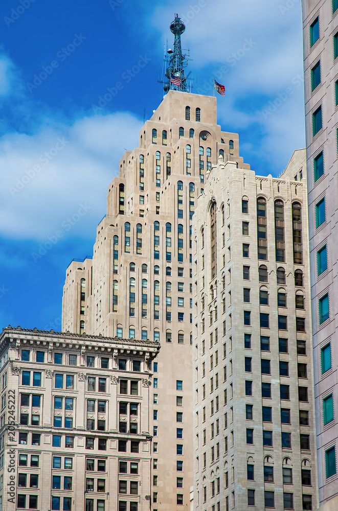Obraz premium Classic Old Architecture Downtown Detroit