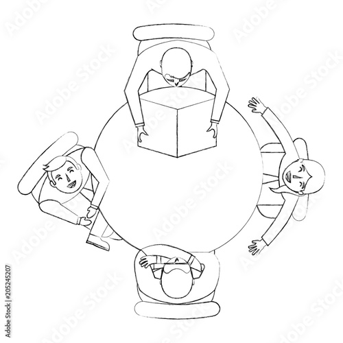 people break time leisure reading around the table vector illustration