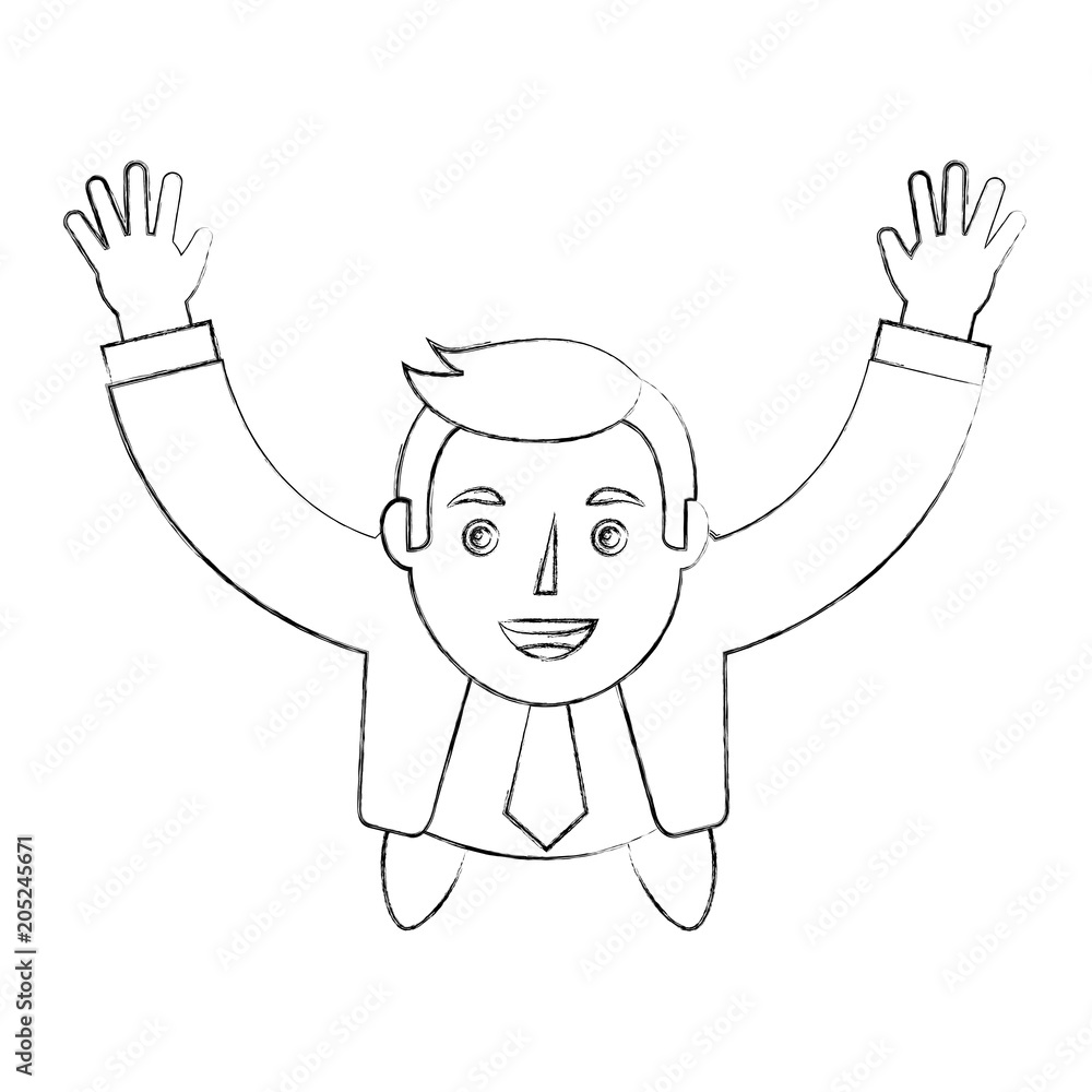 happy businessman with arms up celebrating vector illustration happy businessman with arms up celebrating vector illustration