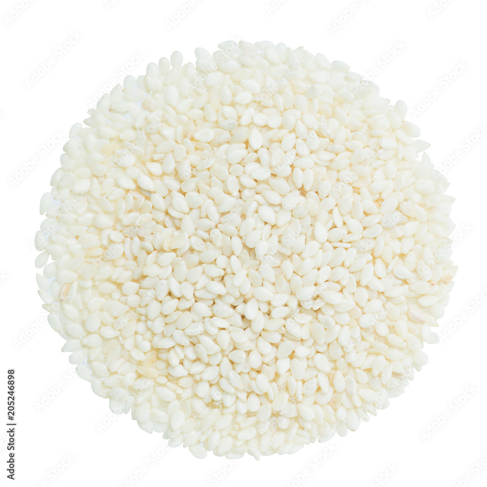 White sesame seeds on white background, include clipping path White sesame seeds on white background, include clipping path