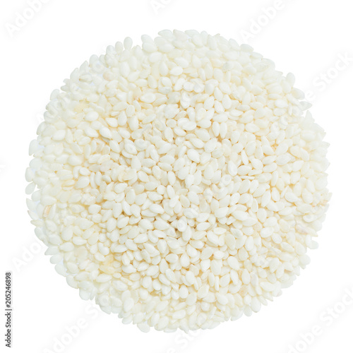 White sesame seeds on white background, include clipping path