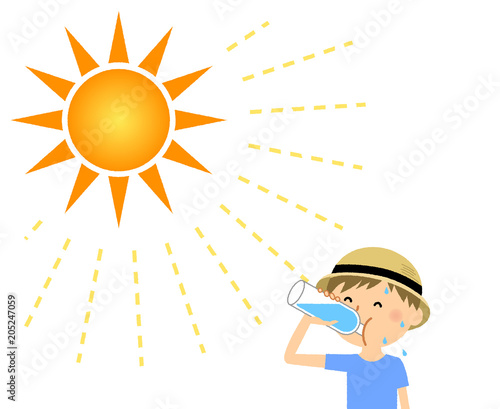 男の子　熱中症対策　水分補給