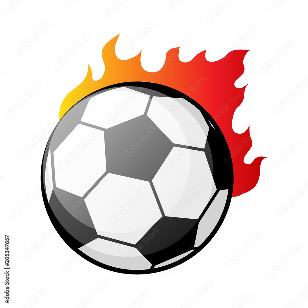 Fototapeta premium Burning Soccer ball in flames vector illustration