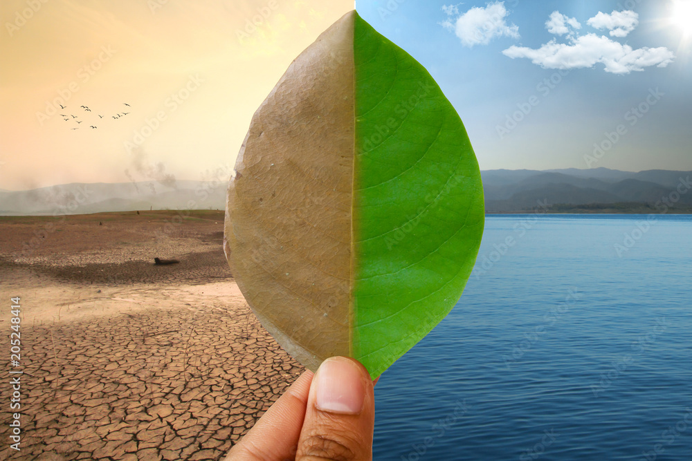Global warming and Climate Change. Water crisis scene and Abundance of