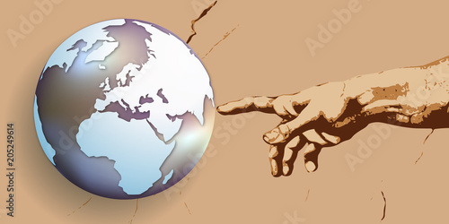 terre - création - concept - Dieu - main - globe - monde - croyance - religion - créer, humanité