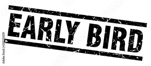 square grunge black early bird stamp