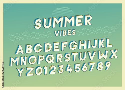 Photography Summer Vibes font effect design with retro colors