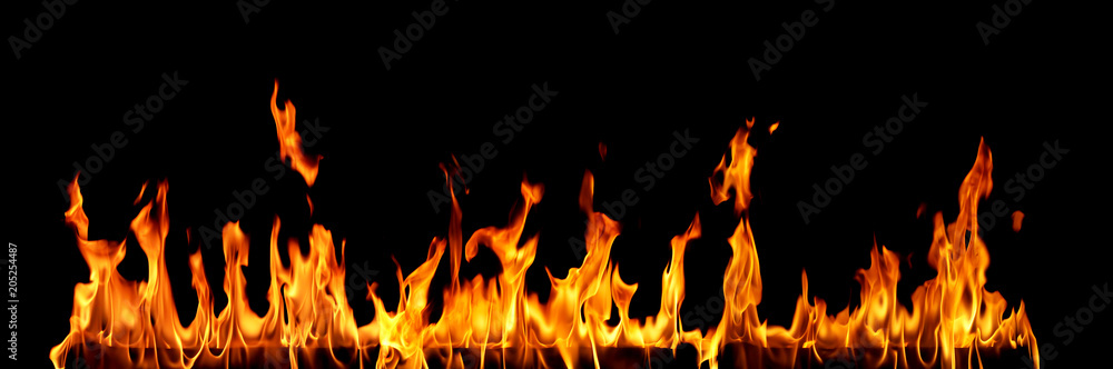 Fire flames on black background. Fire flames on black background.