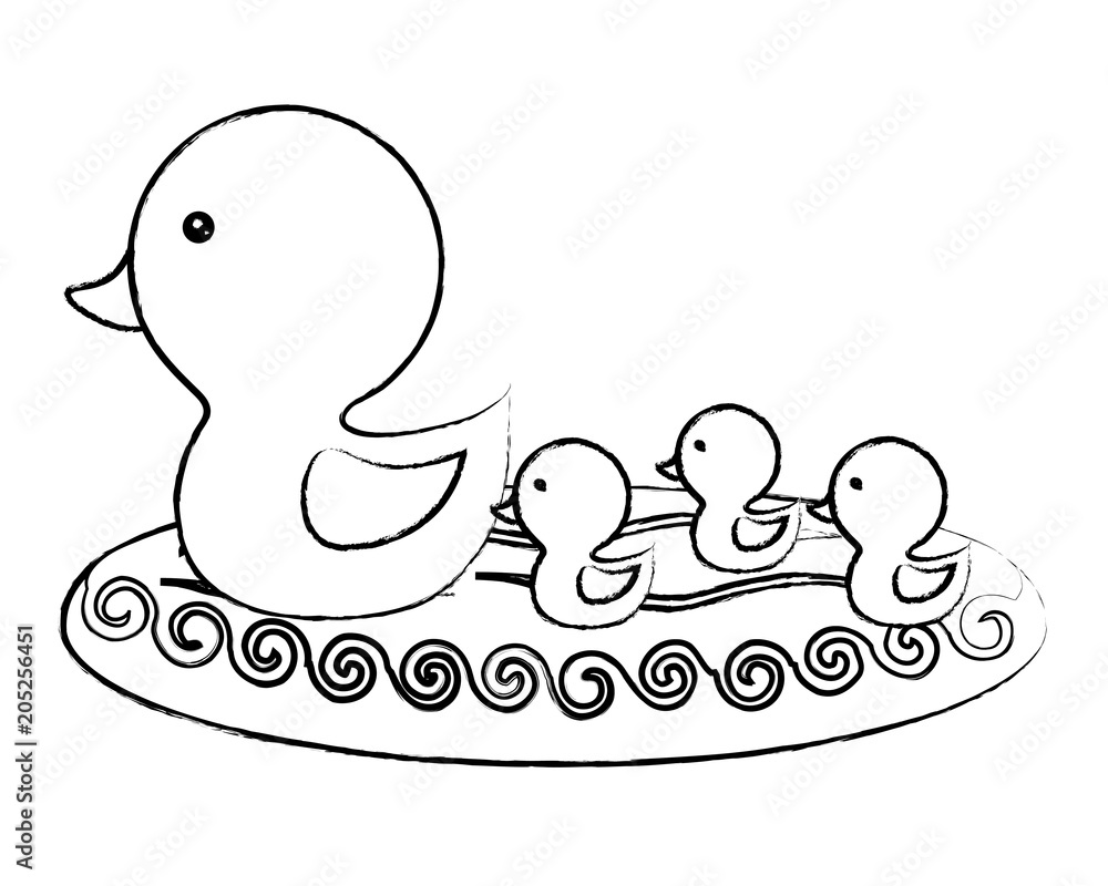 cute duck and little ducks over white background, colorful design. vector illustration cute duck and little ducks over white background, colorful design. vector illustration