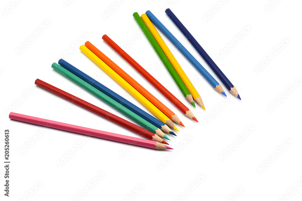 color pencils isolated on white background