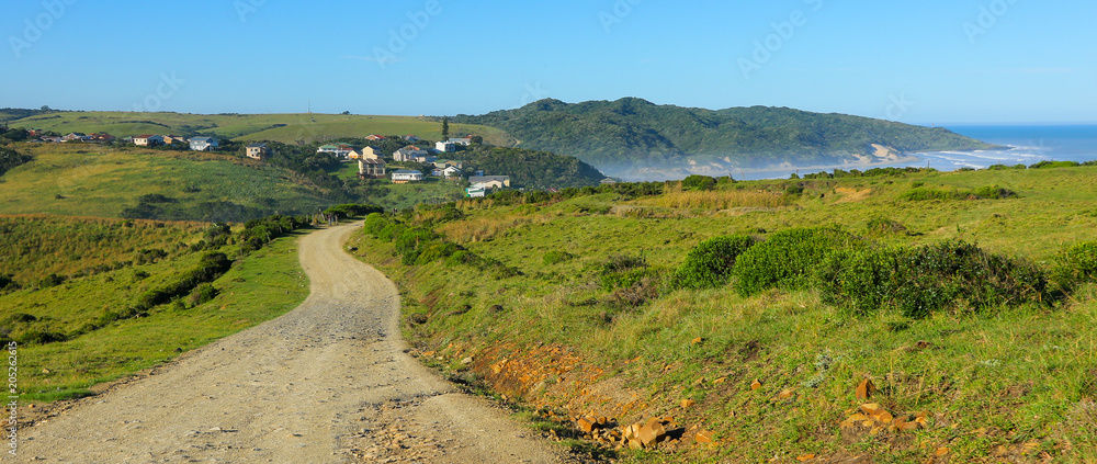 Dirt road going down to the beach of Morgans Bay near Kei Mouth, East London Coast Nature Reserve, Eastern Cape province, South Africa