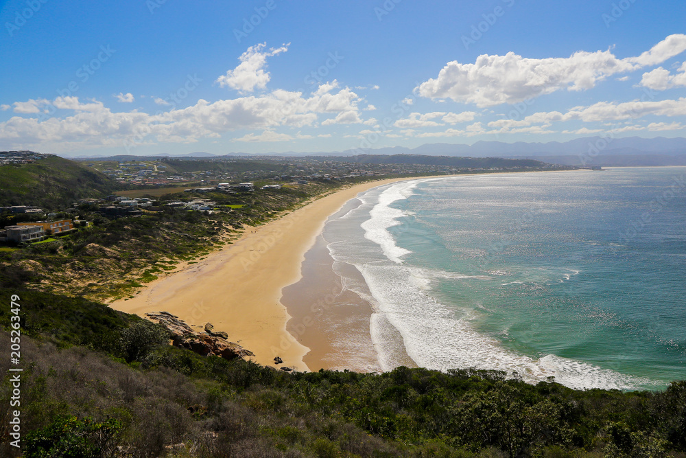 Plettenberg Bay beach as seen from the Robberg peninsula on the Garden Route, Western Cape, South Africa