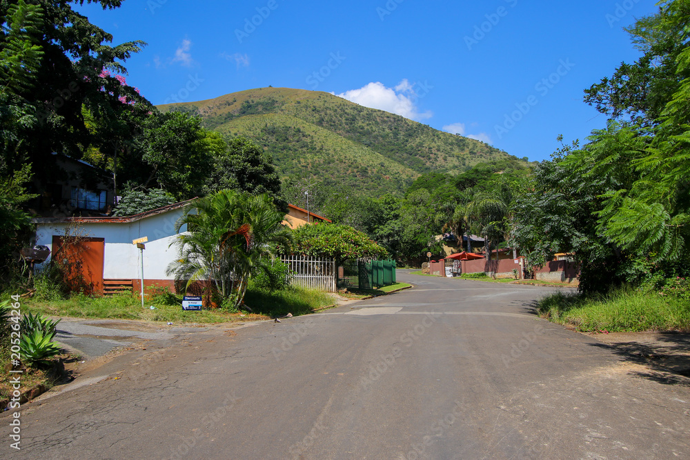 Residential area of Barberton in the Mpumalanga province of South Africa - Gold rush city of the 19th century next to the Makhonjwa Mountains