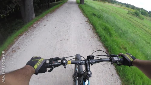 GoPro on a Helmet - riding Bicycle through summer Nature on Poland country