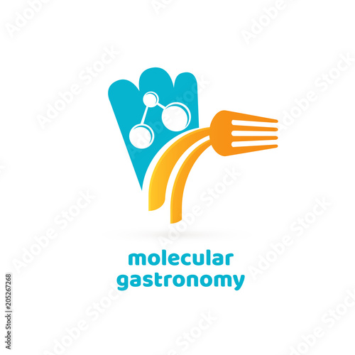 Illustration of business logotype molecular gastronomy.