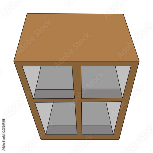 wooden furniture cabinet organizer office top view vector illustration